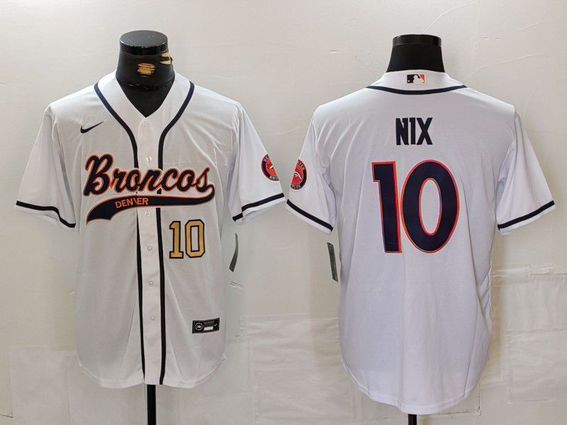 Men Denver Broncos #10 Nix White Joint Name 2024 Nike Limited NFL Jersey style 2